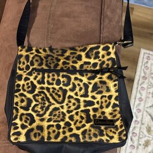 Donna Sharp Leopard Print Crossbody Bag - Black & Gold